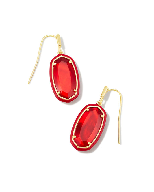 Dani Enamel Frame Earrings | Gold & Red Illusion