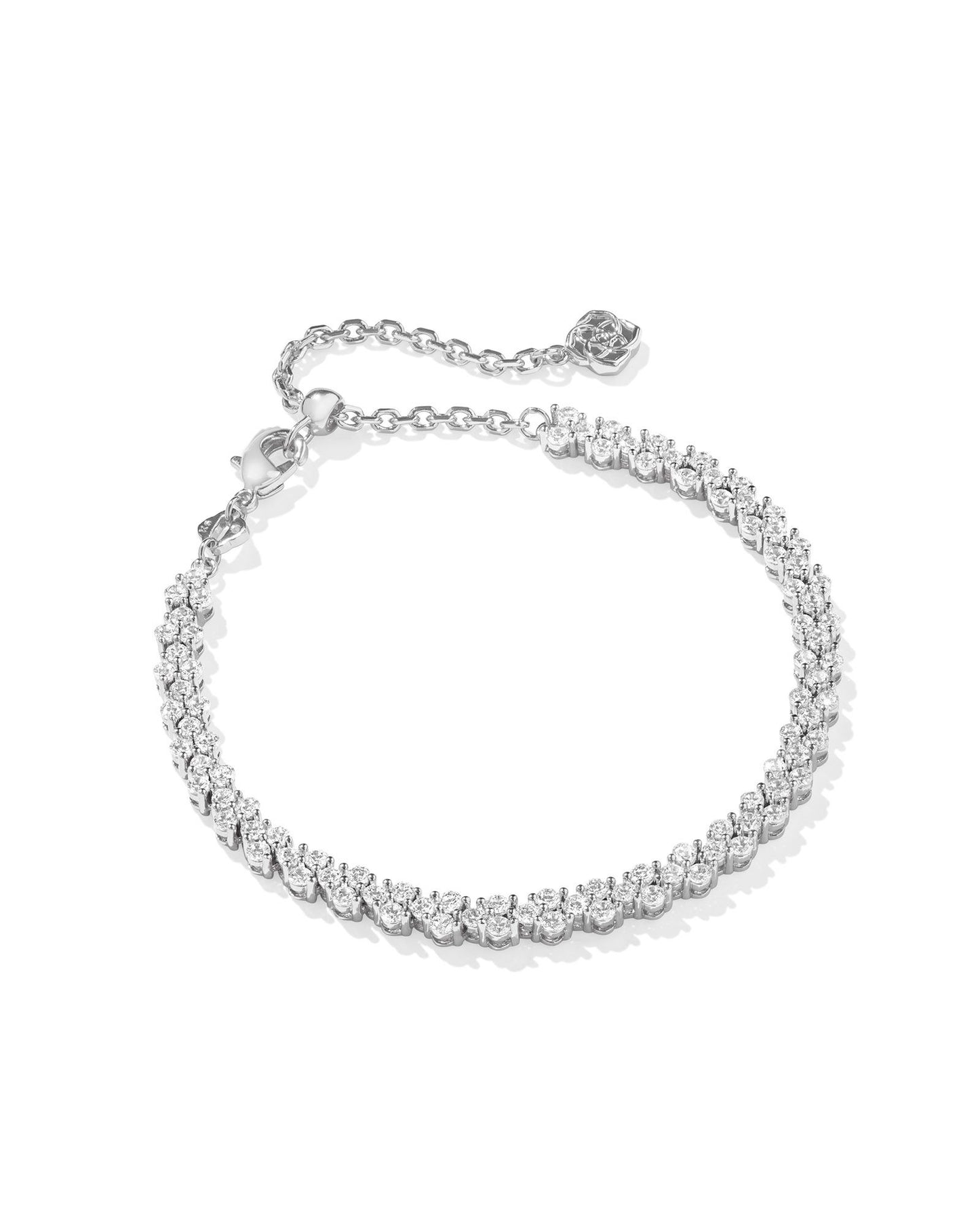 Emery Silver Tennis Bracelet | White Crystal