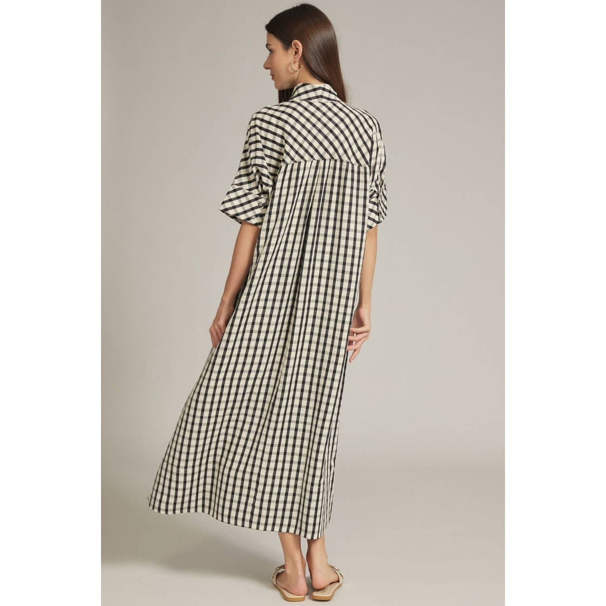 NEW Gingham short sleeve midi dress