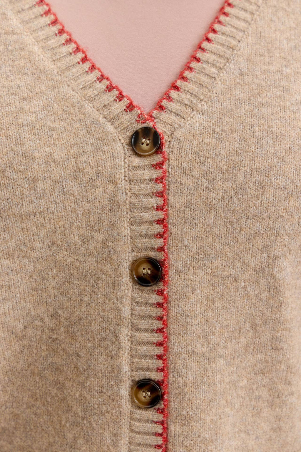 [PLUS] WOOL BLENDED MERROW STITCH BOXY CARDIGAN