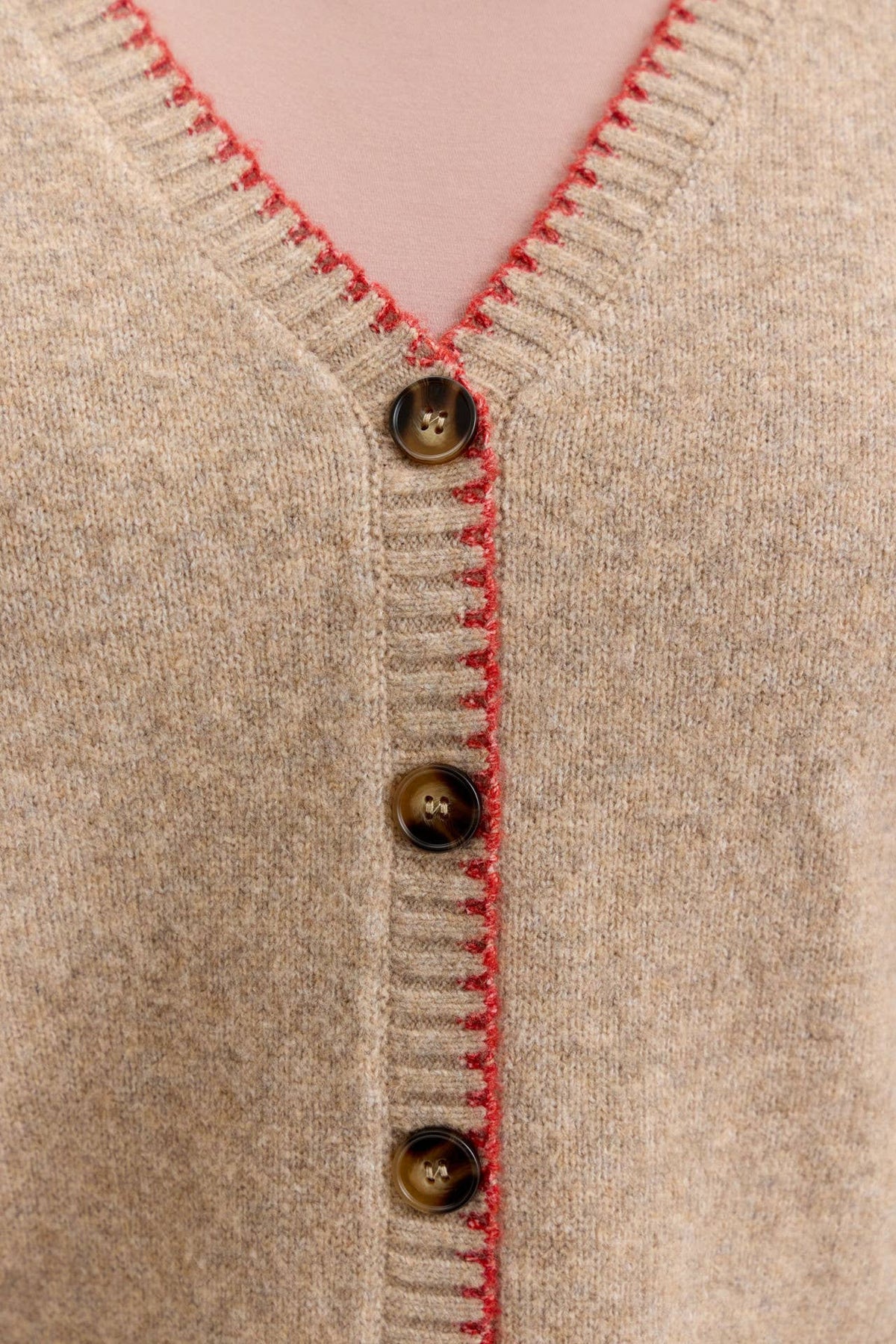 [PLUS] WOOL BLENDED MERROW STITCH BOXY CARDIGAN