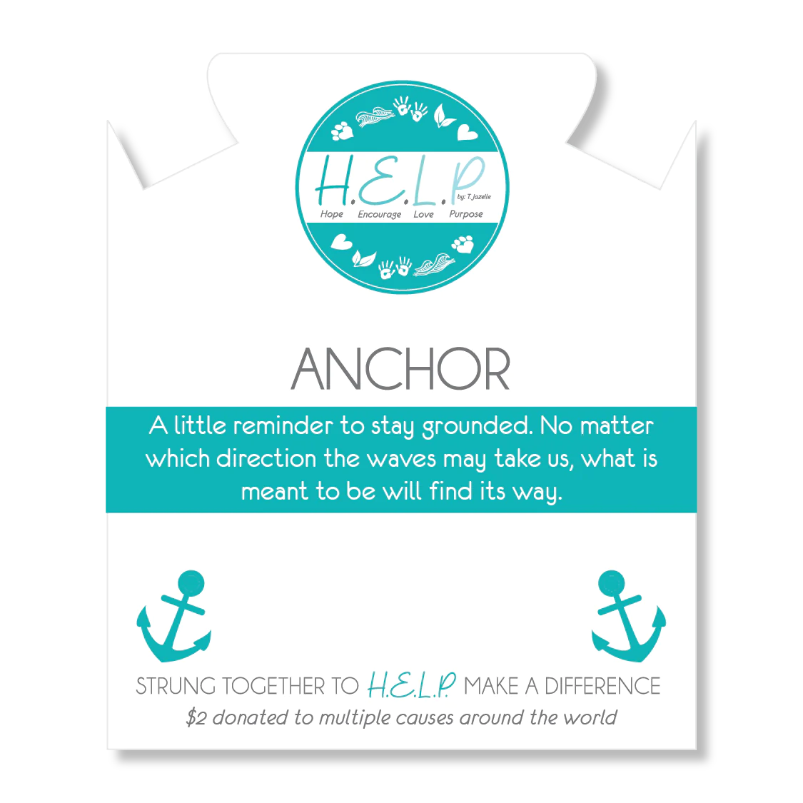 Anchor Charm with Baby Blue Quartz Charity Bracelet