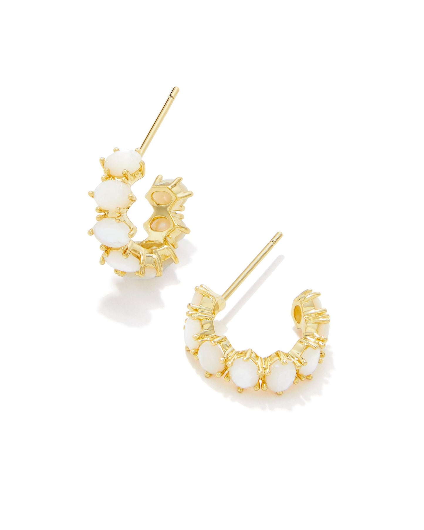 Cailin Crystal Huggie Earrings | Gold & Ivory Mother-of-Pearl