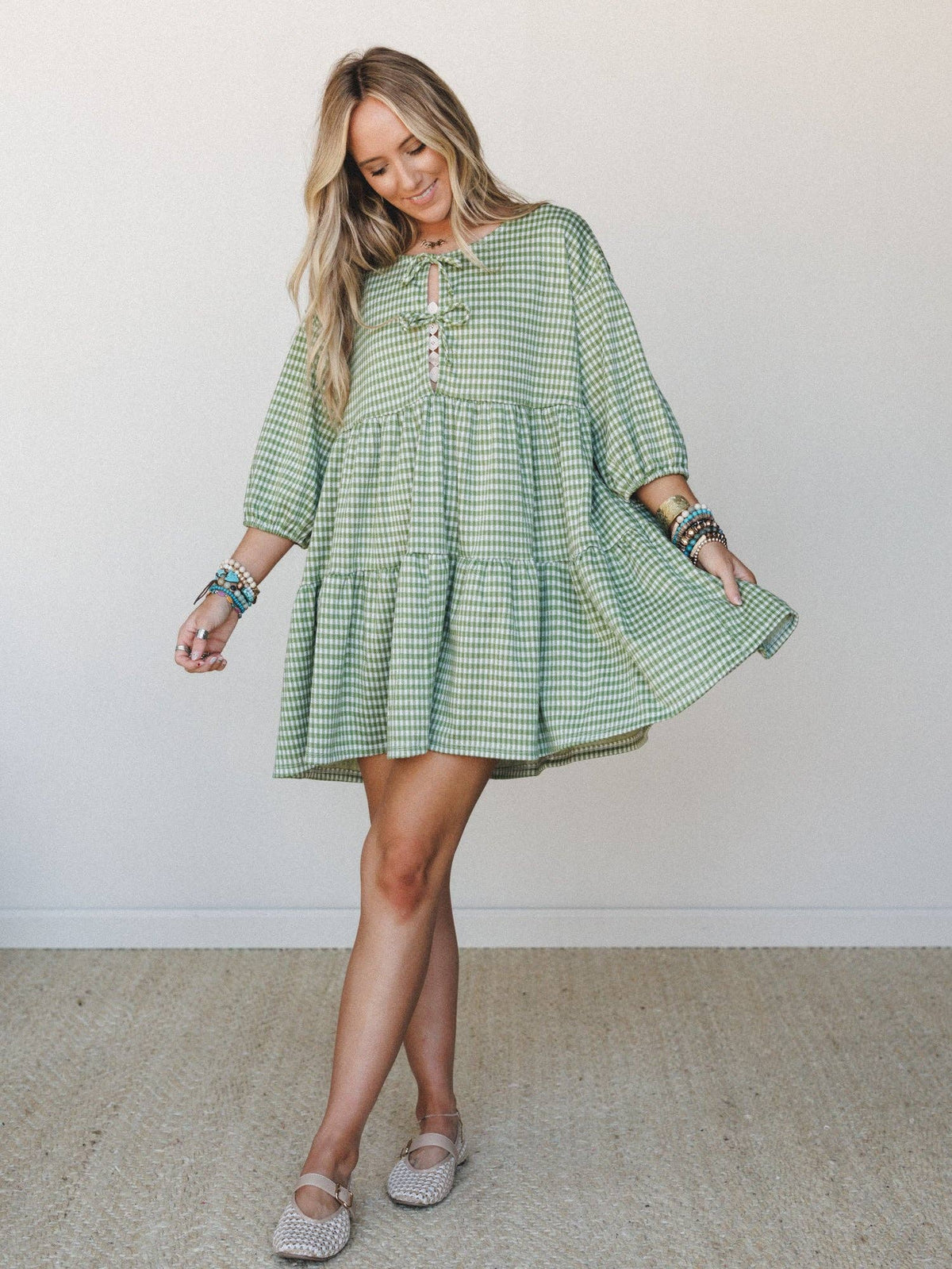 A Touch of Whimsy Mini Dress - Avocado