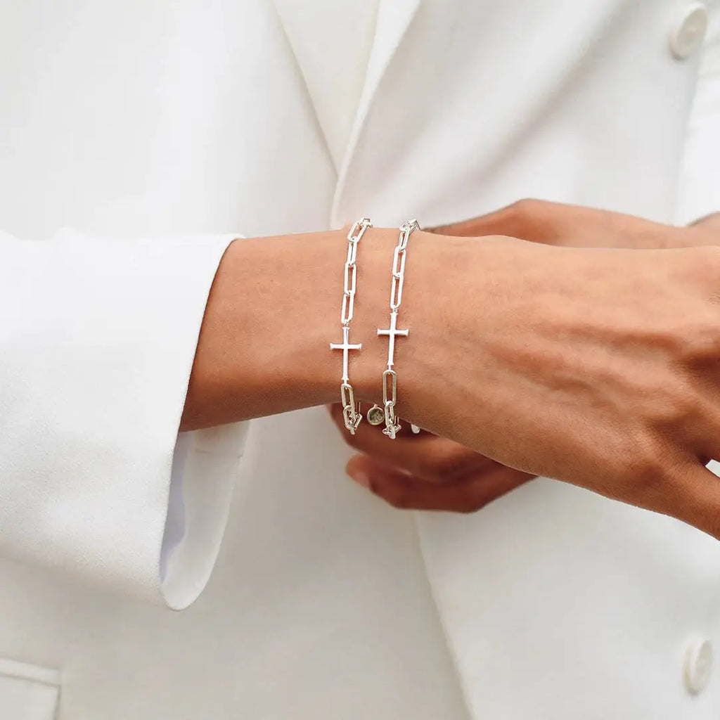 Chain Breaker Cross Bracelet - Sterling Silver