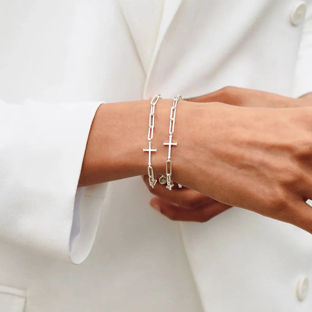 Chain Breaker Cross Bracelet - Sterling Silver