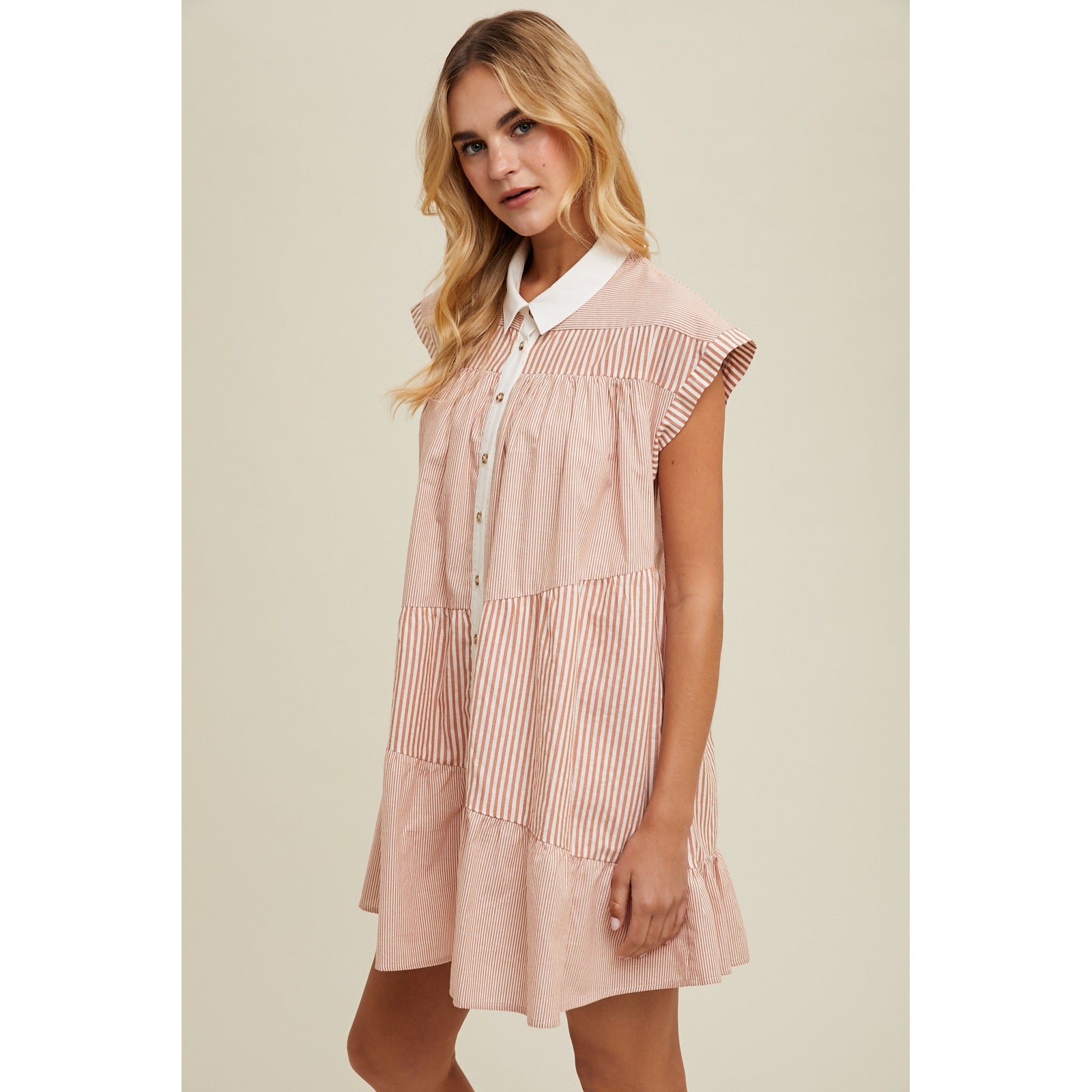 Multi Striped Button Up Mini Dress