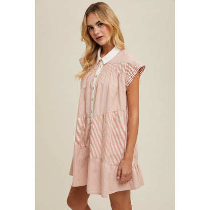 Multi Striped Button Up Mini Dress