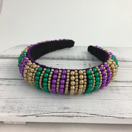 Mardi Gras All-Over Pearl Headband