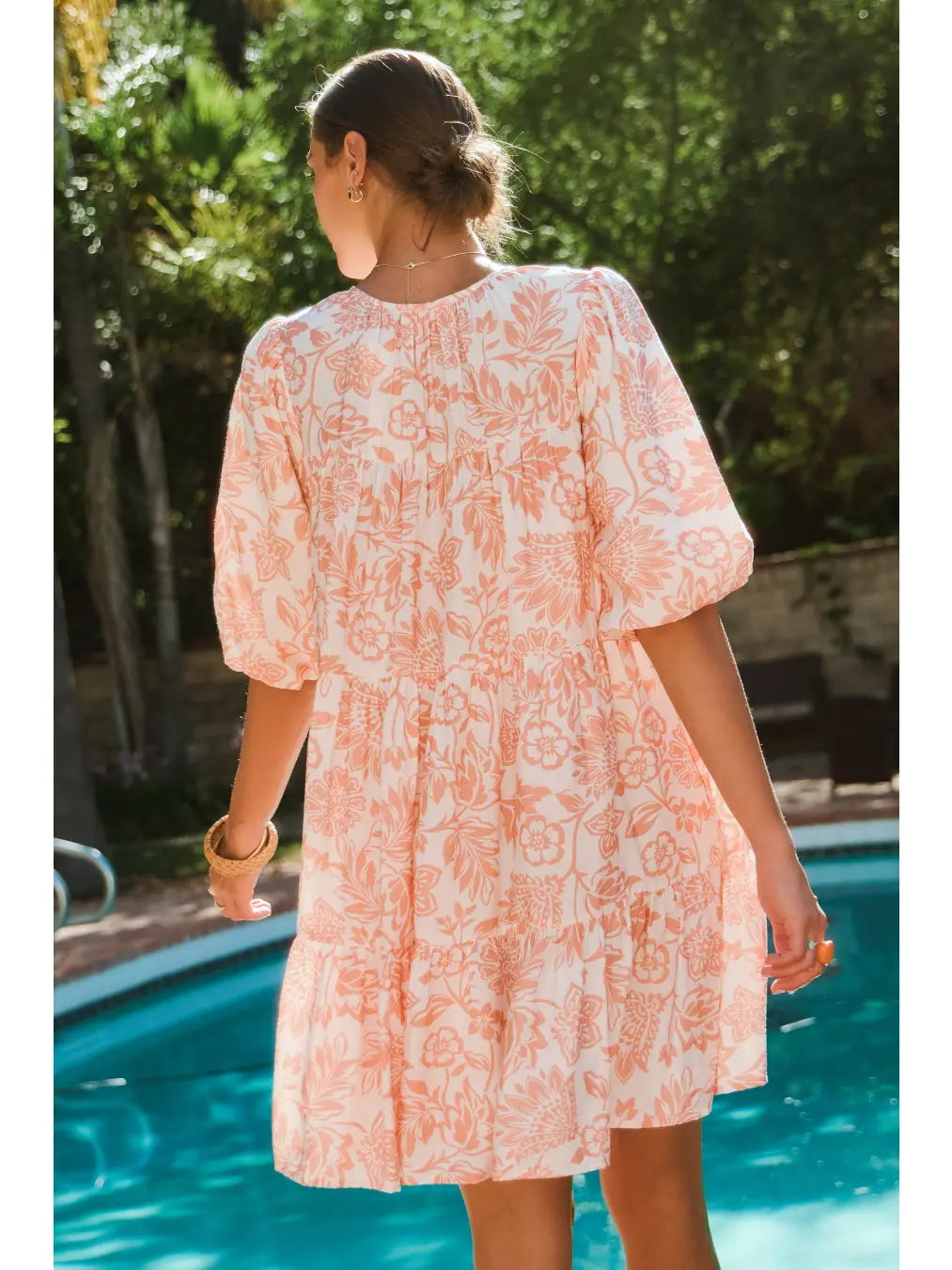 boho doll dress Boho Printed Half Sleeve Baby Doll Dress