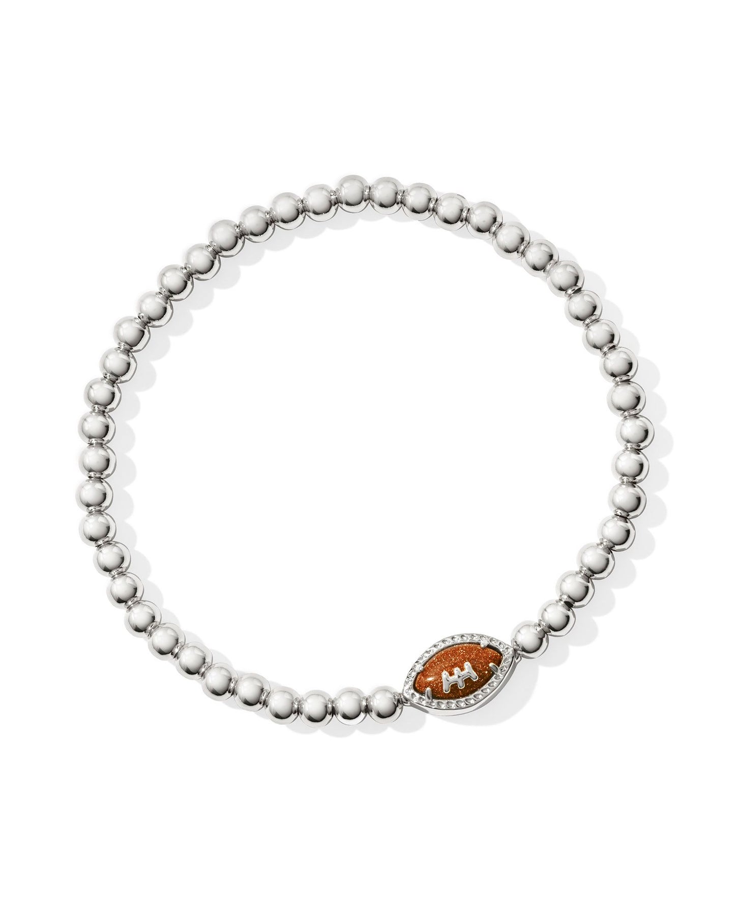 Football Stretch Bracelet | Silver & Orange Goldstone