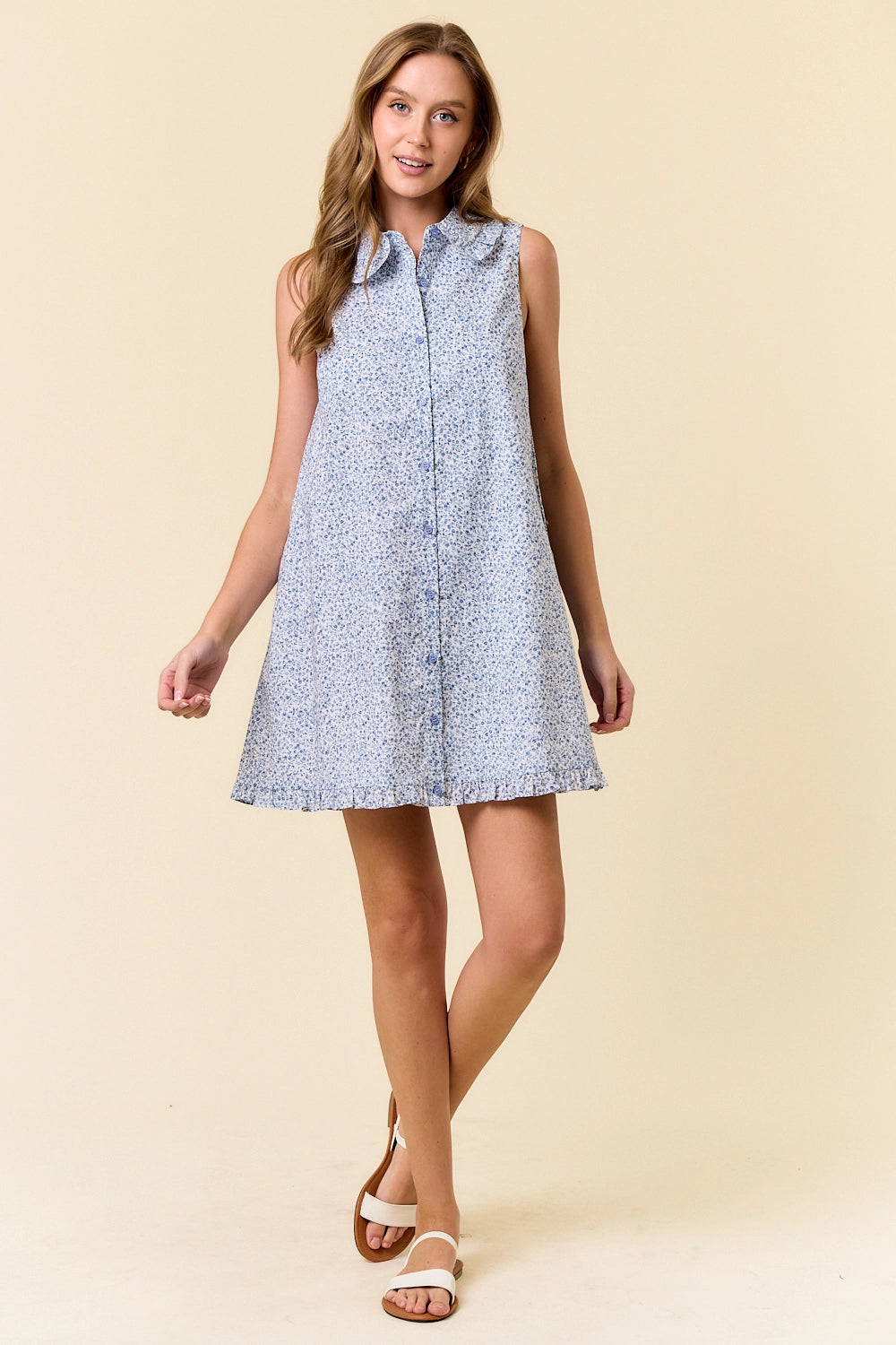 Floral Print Sleeveless Mini Dress