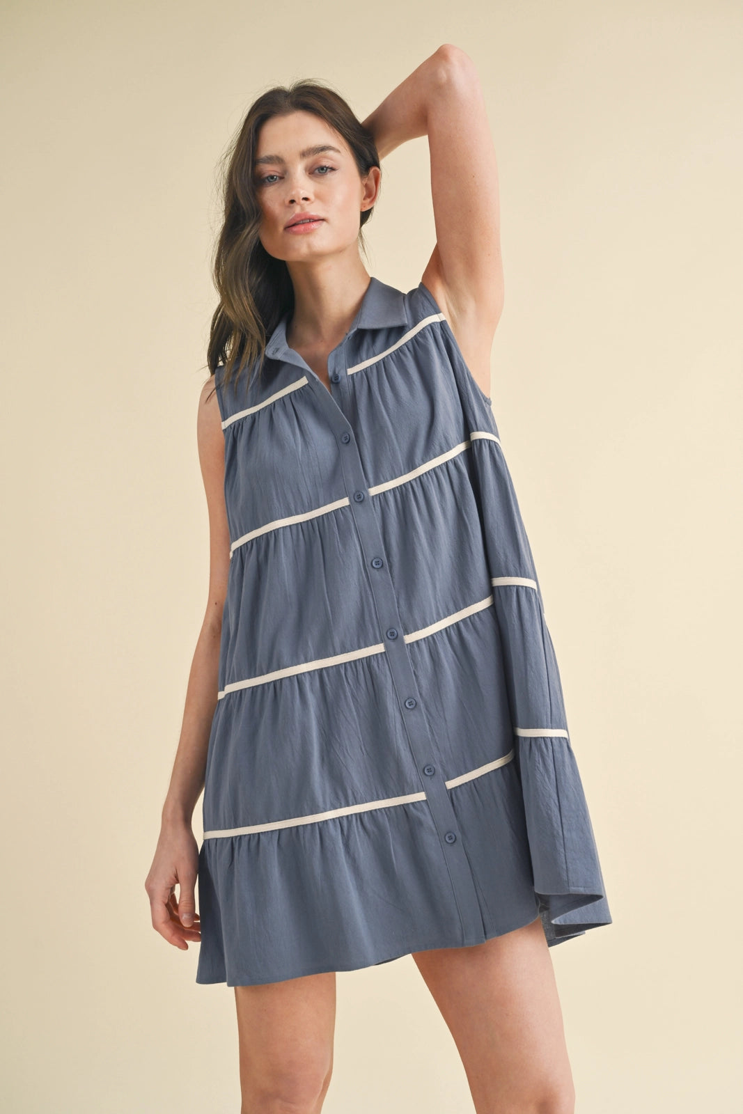 Tiered Mini Shirt Dress