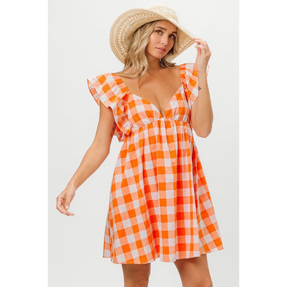 Big Check Woven Sweetheart Dress