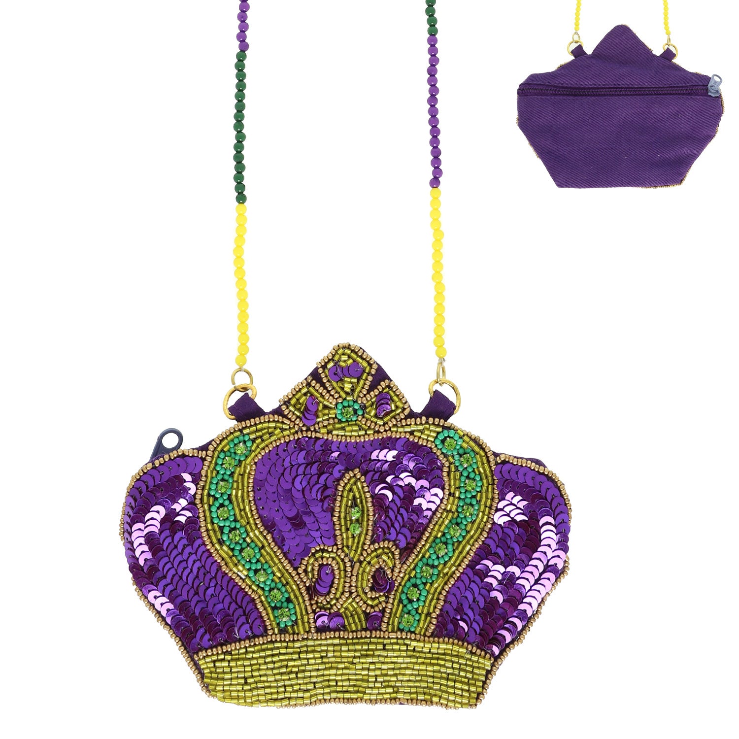 Mardi Gras Jeweled King Crown Crossbody Bag