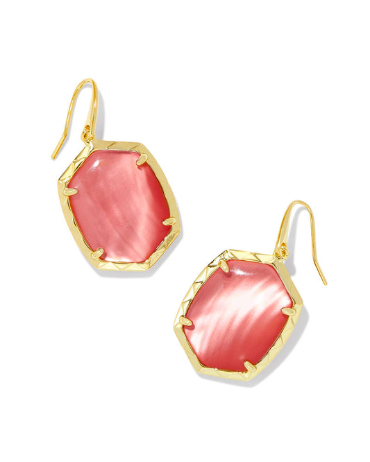 Daphne Earrings | Gold & Coral Pink Mother-of-Pearl