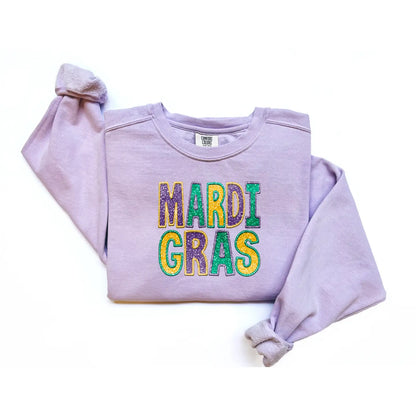 Faux Sequin Mardi Gras Sweatshirt