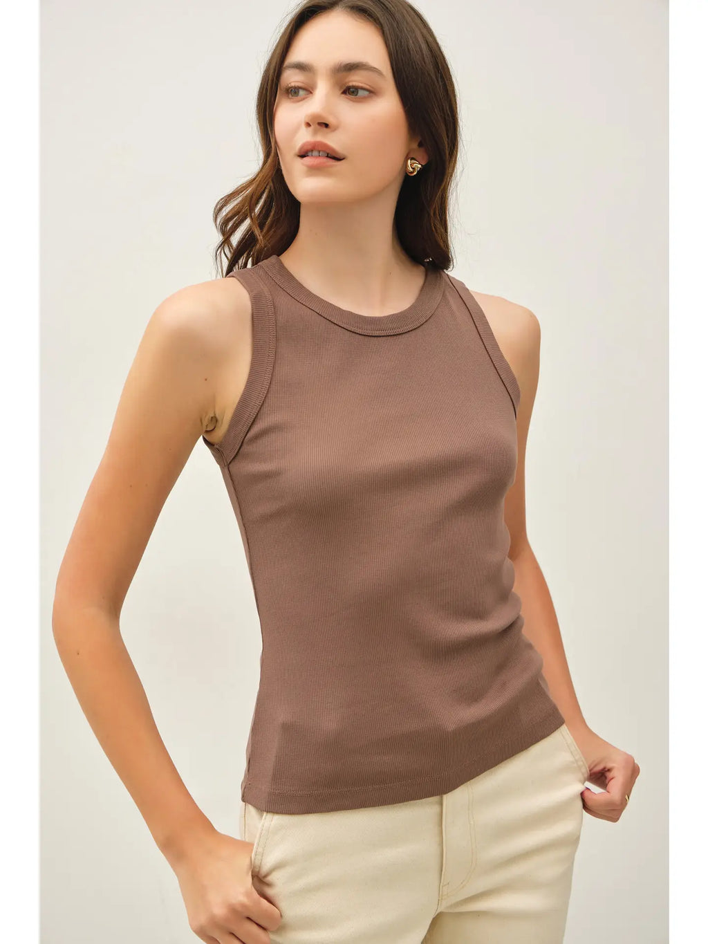 Color-Basic Cotton Garment Dyed Round Neck Tank