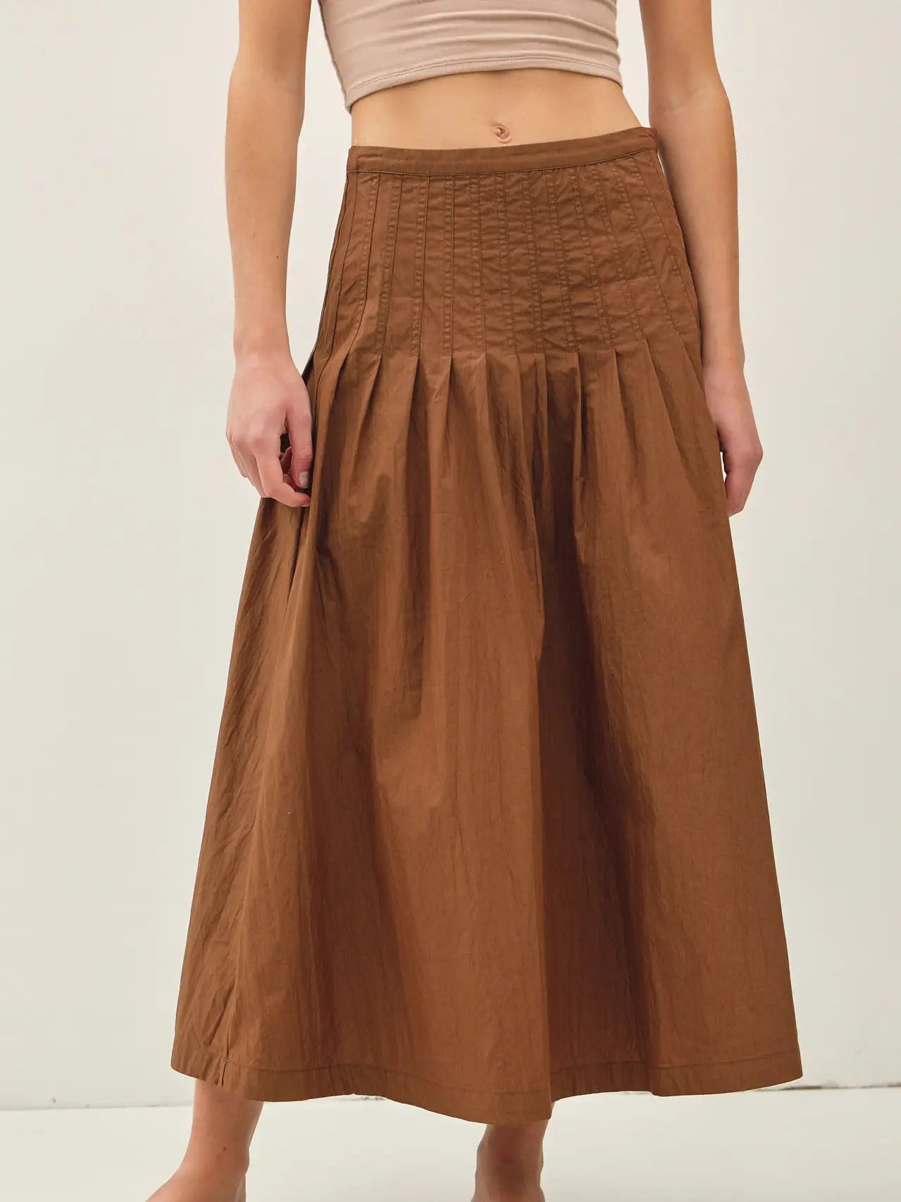 Crisp Pleated Midi Skirt