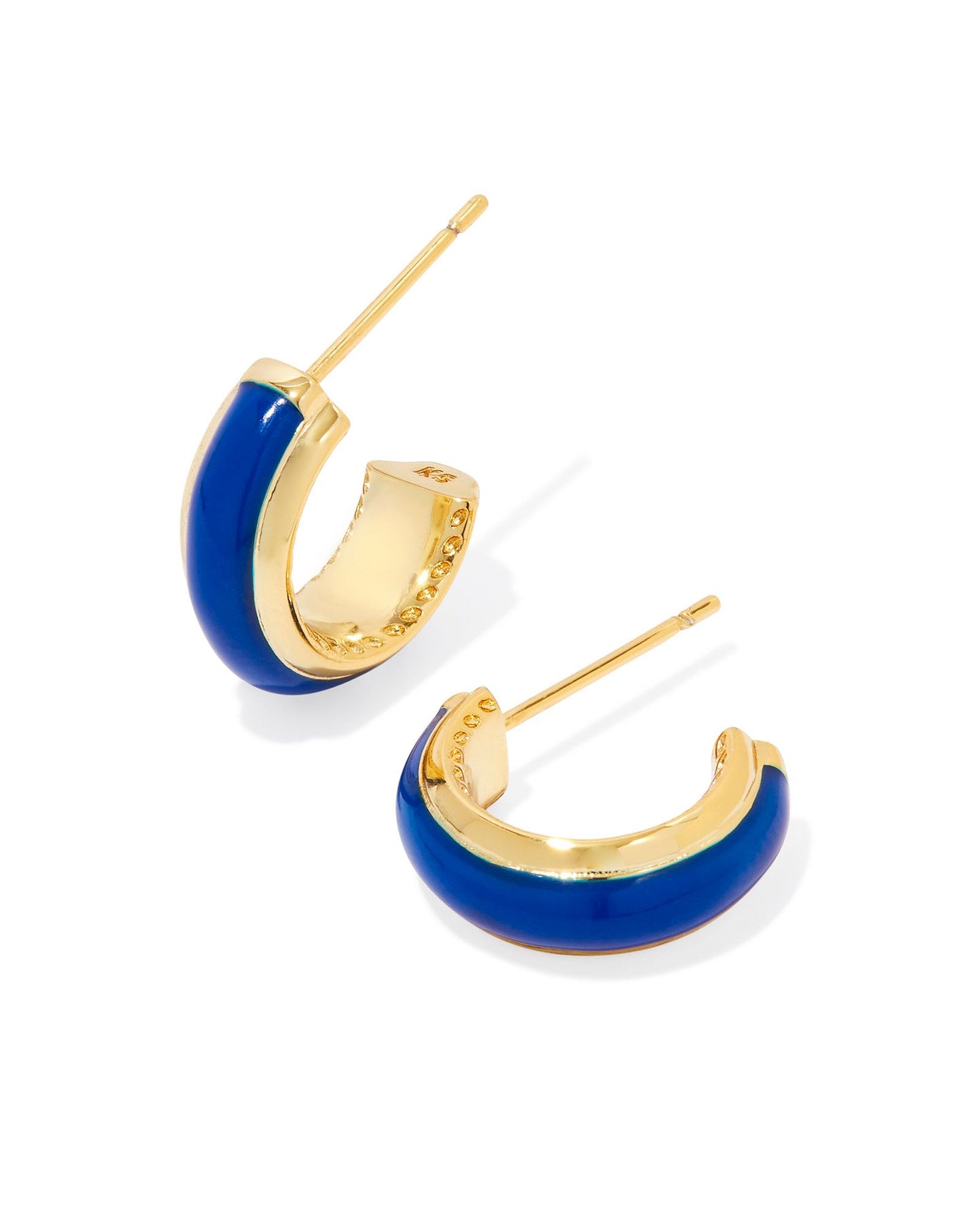 Ainsley Huggie Earrings | Gold & Blue Enamel