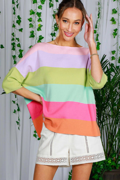 Pastel Color Block Knitted Top