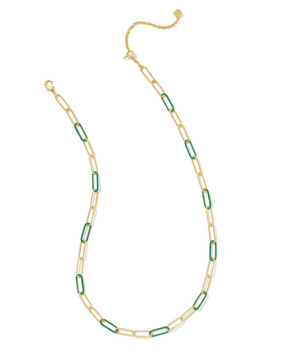 Ainsley Convertible Chain Necklace | Gold & Green Enamel