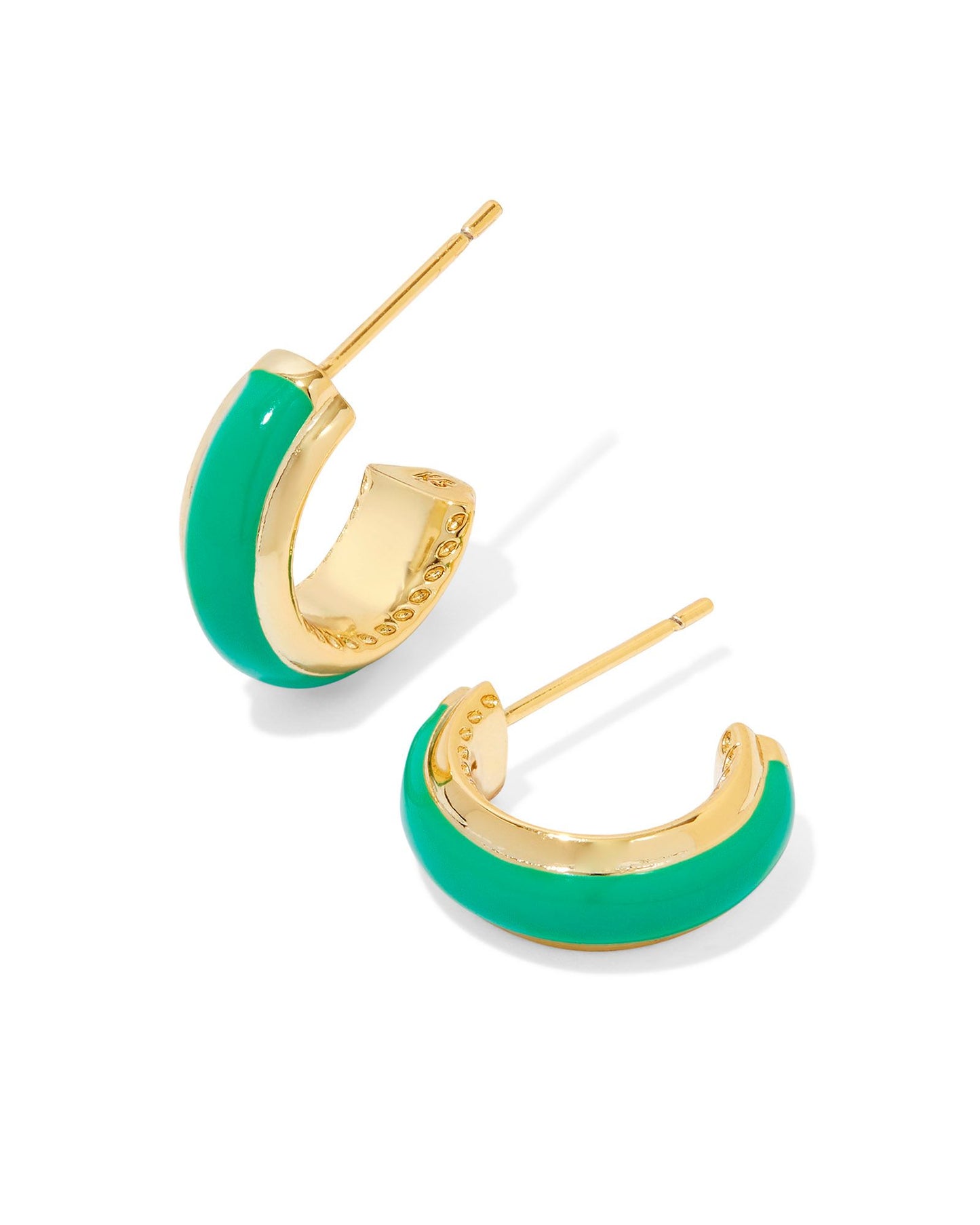 Ainsley Huggie Earrings | Gold & Green Enamel