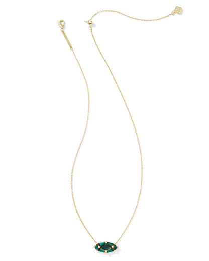 Lindy Rae Elisa Short Pendant Necklace | Gold & Green Crystal