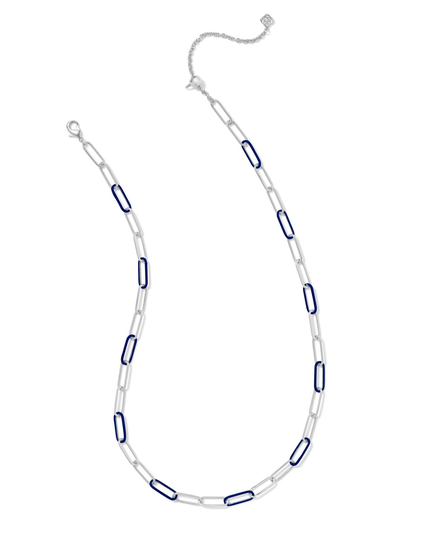 Ainsley Convertible Chain Necklace | Silver & Navy Enamel