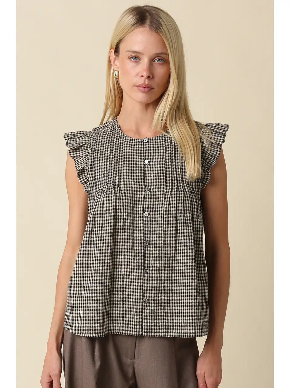 Clara Ruffle Sleeve Gingham Top