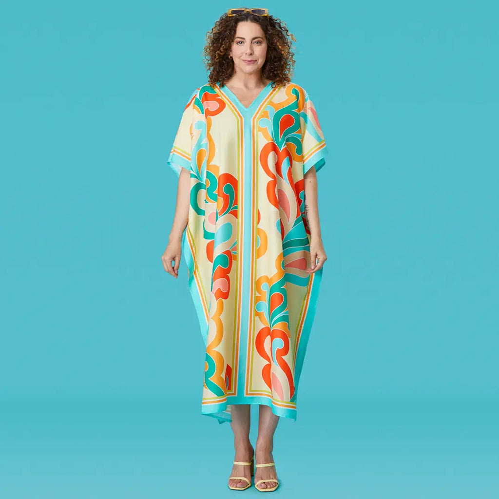 Paisley Pop Caftan, Beach and Pool Coverup
