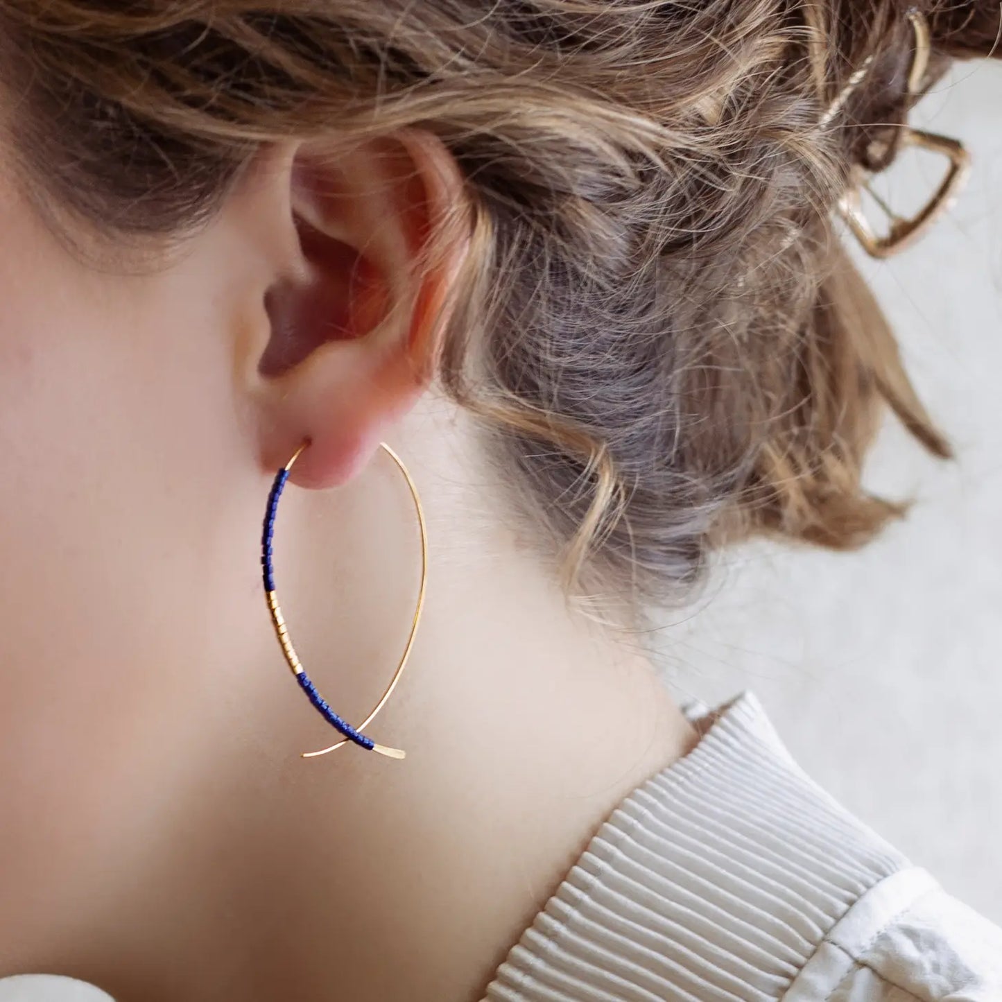 Norah Earrings | Gold & Navy