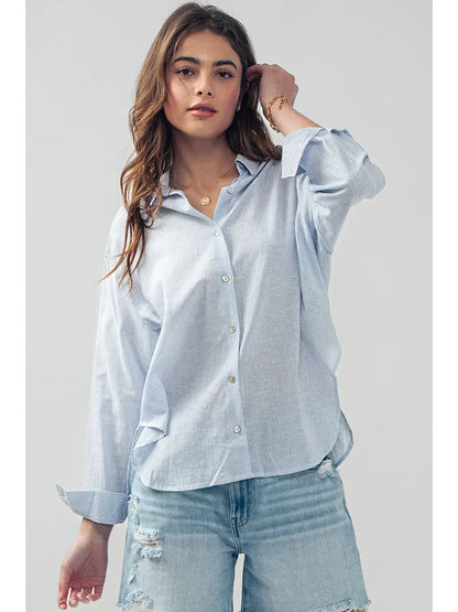Lightweight Pinstripe Button Down Shirt