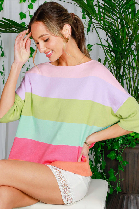 Pastel Color Block Knitted Top