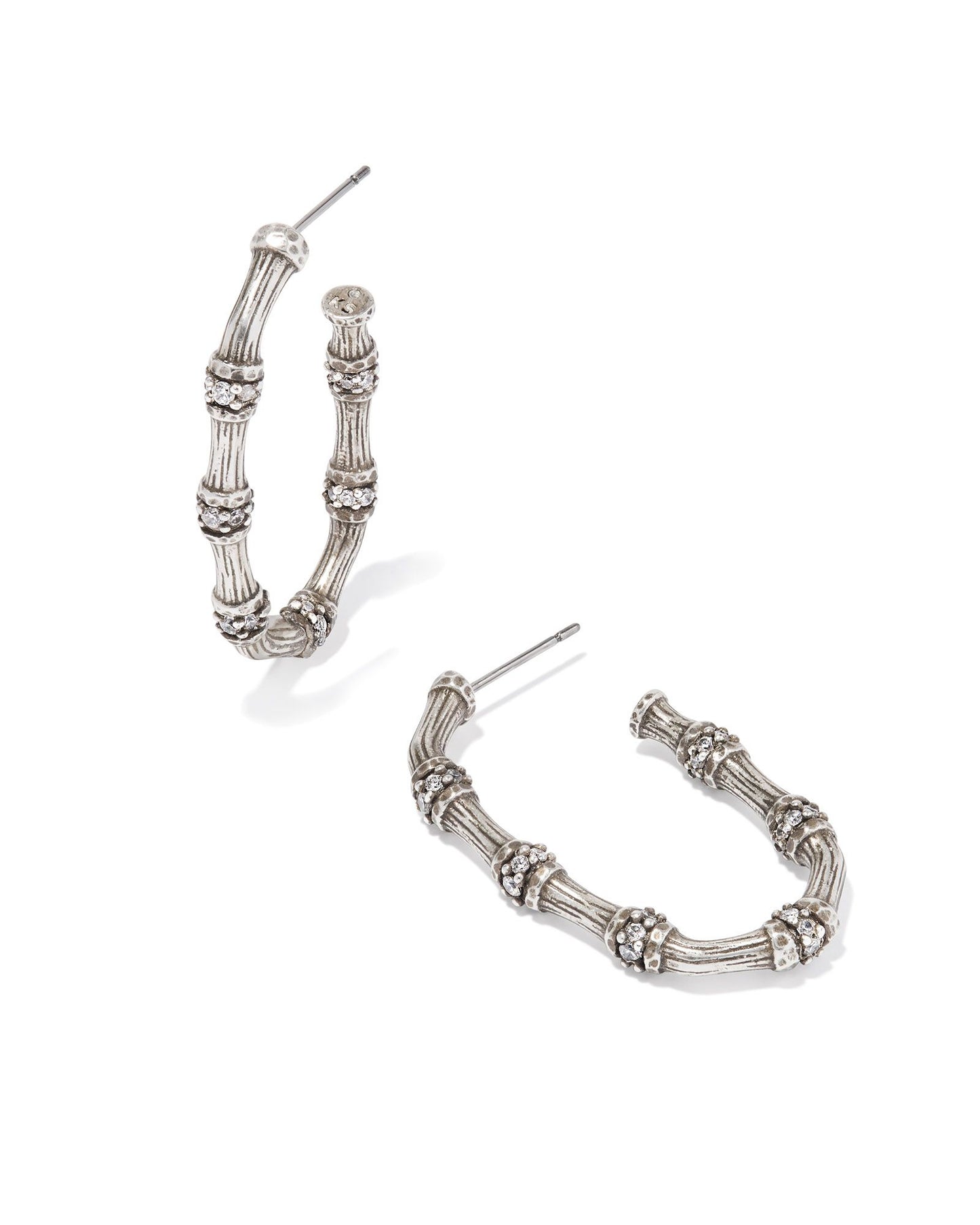 Maura Silver Bamboo Hoop Earrings