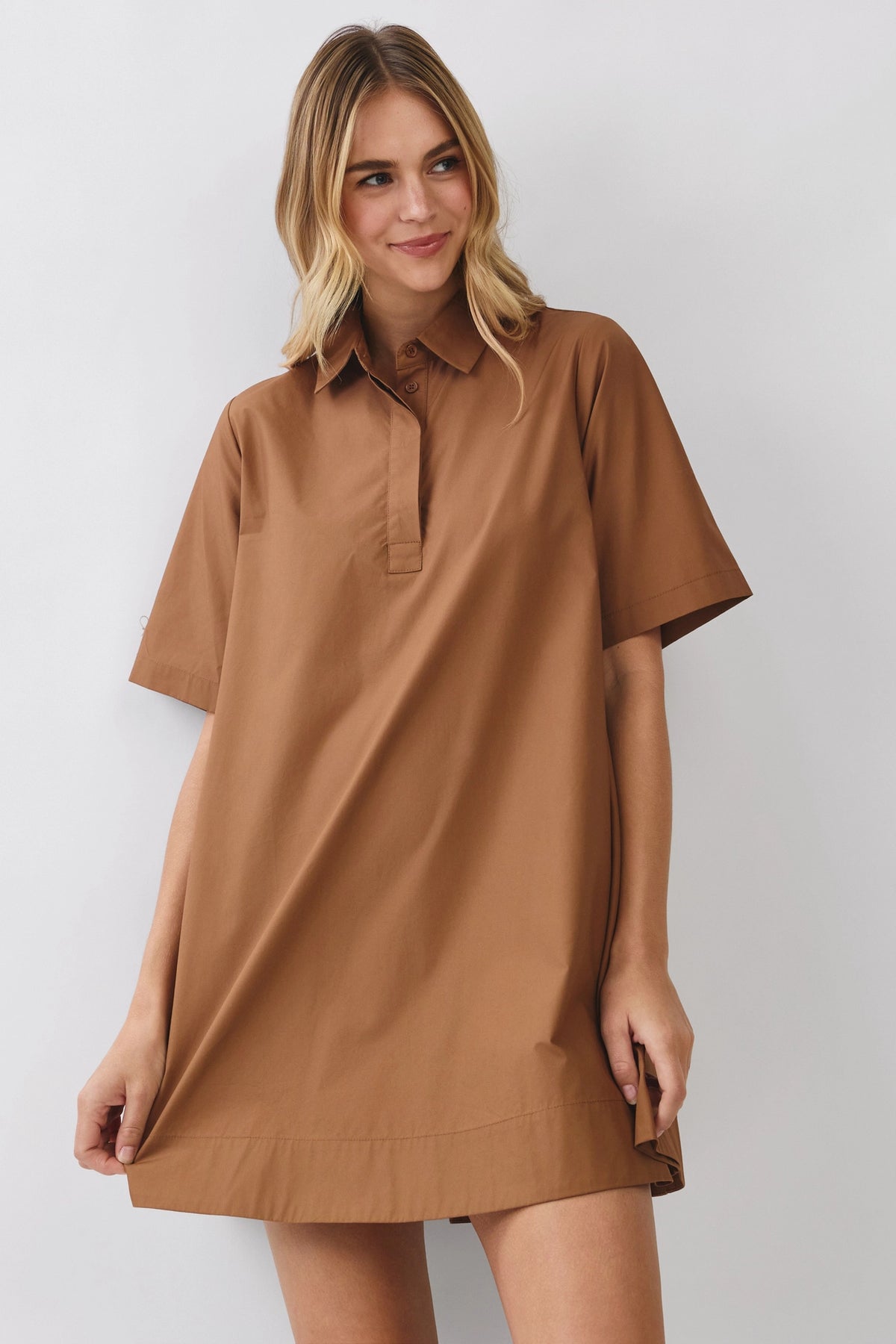 Solid Shirt Mini Dress