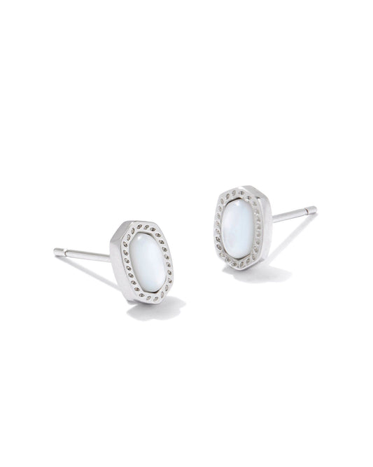 Mini Ellie Stud Earrings | Silver & Ivory Mother-of-Pearl