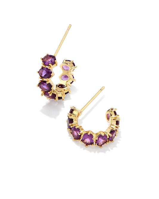 Cailin Crystal Huggie Earrings | Gold & Purple Crystal