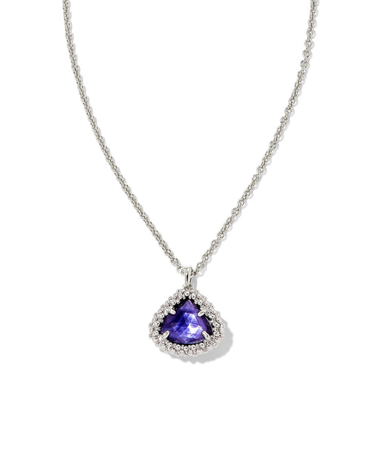 Framed Kendall Necklace | Silver Dark Lavender Illusion