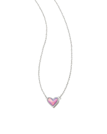 Framed Ari Heart Necklace | Silver Lilac Opalescent Resin