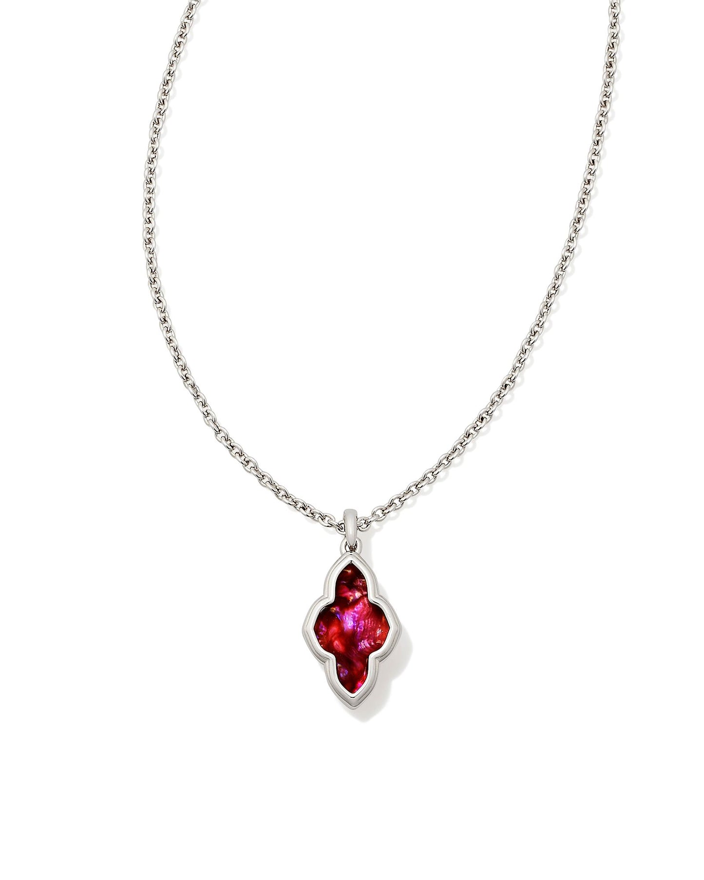 Framed Abbie Necklace | Silver & Light Burgundy