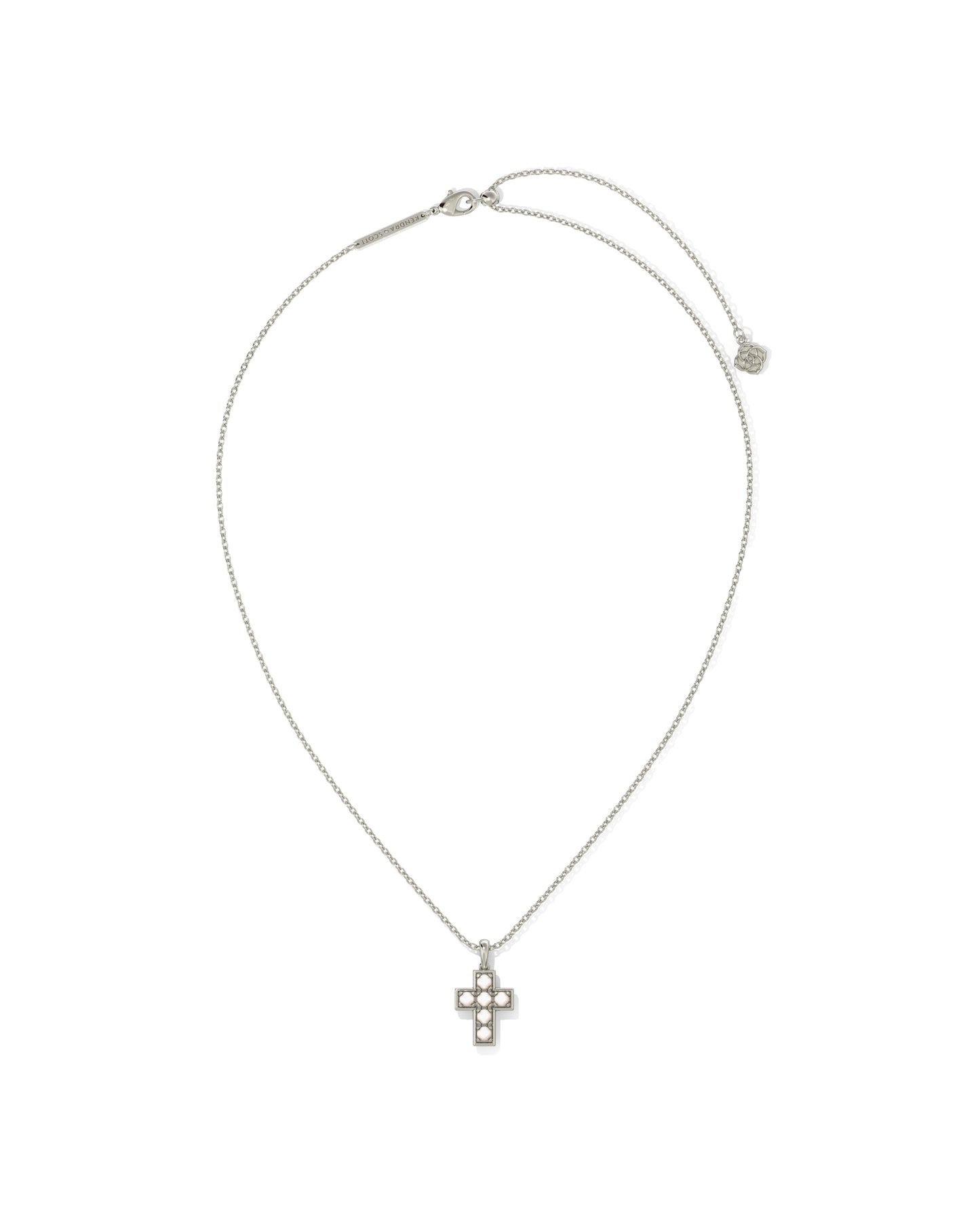 Pearl Silver Cross Short Pendant Necklace