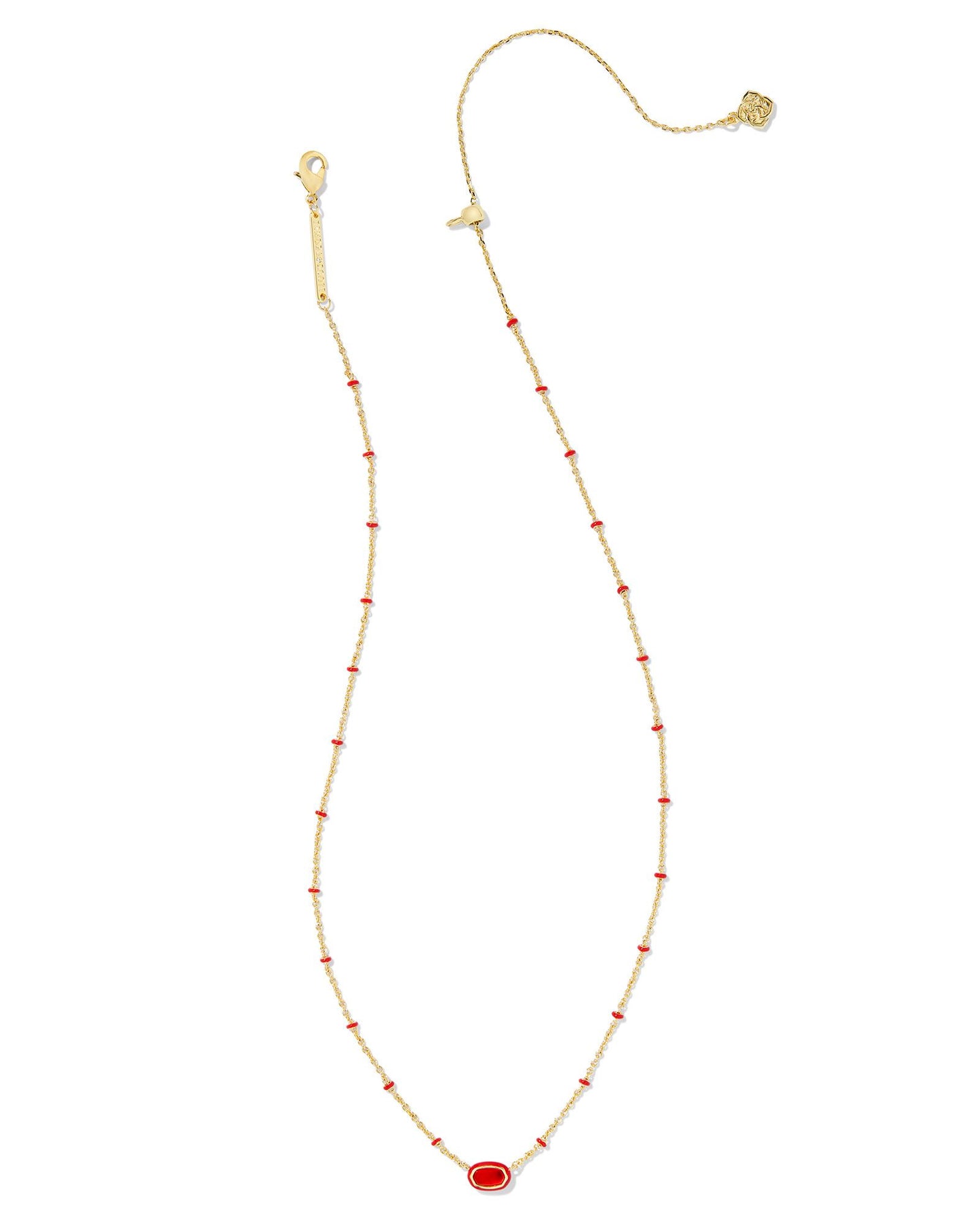 Mini Elisa Enamel Frame Short Pendant Necklace | Gold & Red Illusion