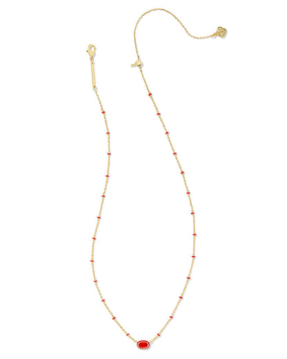 Mini Elisa Enamel Frame Short Pendant Necklace | Gold & Red Illusion