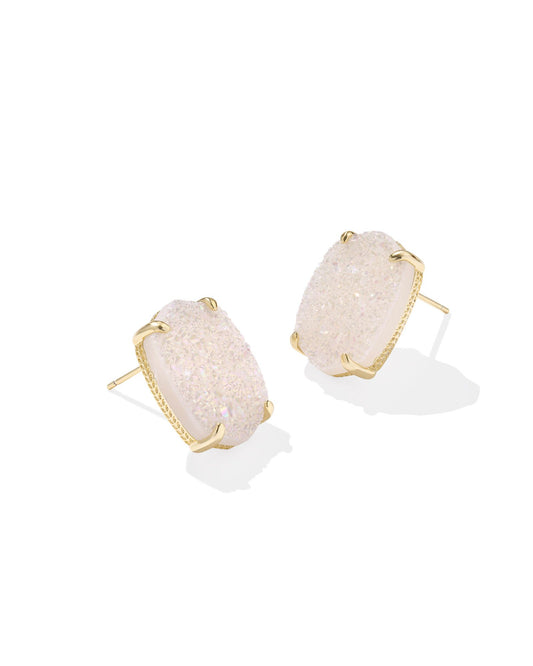 Daphne Gold Large Stud Earrings | Iridescent Drusy