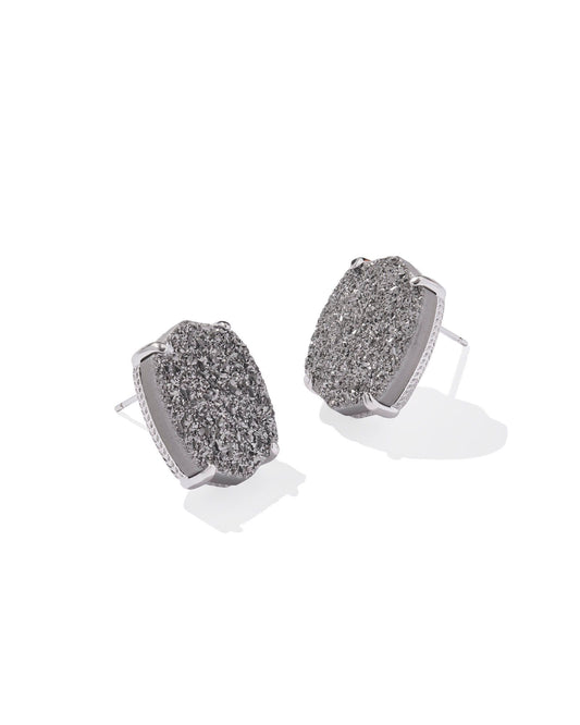 Daphne Silver Large Stud Earrings | Platinum Drusy