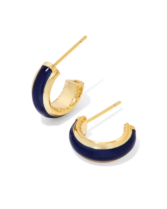 Ainsley Huggie Earrings | Gold & Navy Enamel