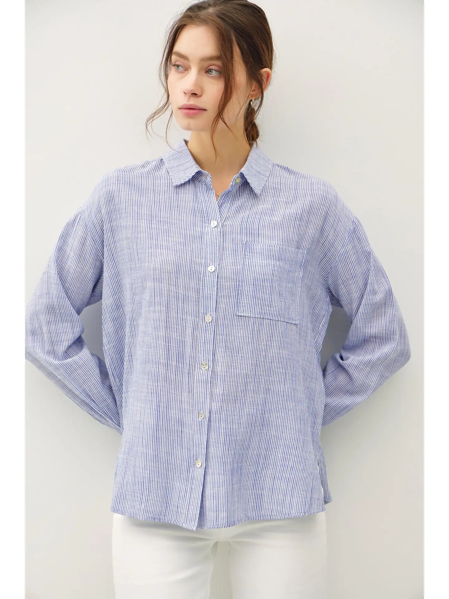 Pinstripe Button Down Shirt