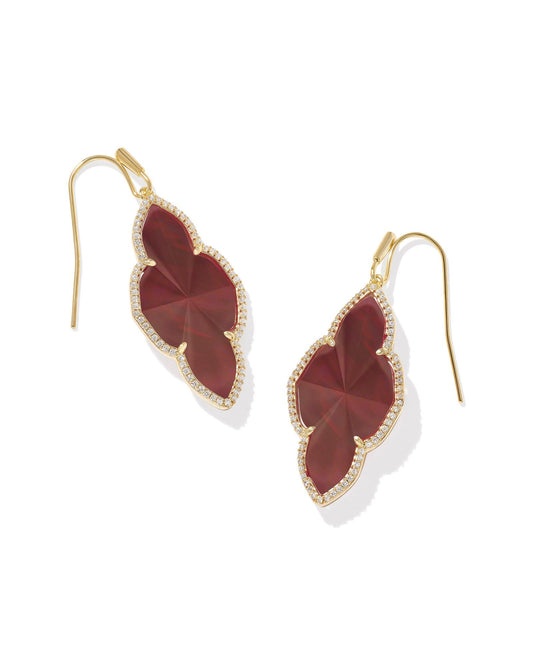 Abbie Pave Frame Earrings | Gold & Cranberry Illusion