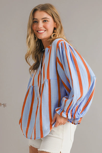 Textured Stripe Buttoned Front Cotton Shirt